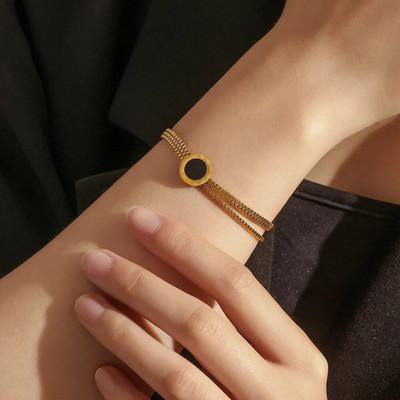 XIYANIKE 316L από ανοξείδωτο ατσάλι Νέο σμάλτο με ρωμαϊκούς αριθμούς Βραχιόλι μόδας σετ κοσμημάτων για γυναίκες Trend Δώρο Χονδρική