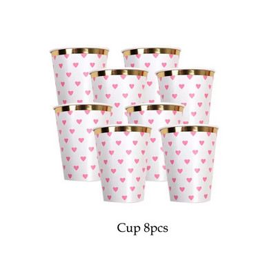 Χρυσό τριαντάφυλλο σερβίτσιο μιας χρήσης Χάρτινα πιάτα για πάρτι Φλιτζάνι Παιδικές μπομπονιέρες γενεθλίων Προμήθειες για πάρτι Διακόσμηση γάμου Κόκκινα σετ σερβίτσιων