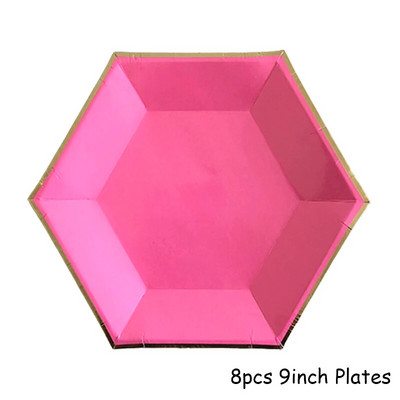 Χρυσό τριαντάφυλλο σερβίτσιο μιας χρήσης Χάρτινα πιάτα για πάρτι Φλιτζάνι Παιδικές μπομπονιέρες γενεθλίων Προμήθειες για πάρτι Διακόσμηση γάμου Κόκκινα σετ σερβίτσιων