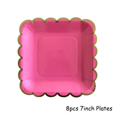 Χρυσό τριαντάφυλλο σερβίτσιο μιας χρήσης Χάρτινα πιάτα για πάρτι Φλιτζάνι Παιδικές μπομπονιέρες γενεθλίων Προμήθειες για πάρτι Διακόσμηση γάμου Κόκκινα σετ σερβίτσιων