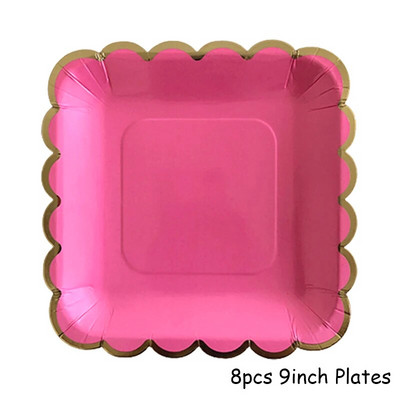 Χρυσό τριαντάφυλλο σερβίτσιο μιας χρήσης Χάρτινα πιάτα για πάρτι Φλιτζάνι Παιδικές μπομπονιέρες γενεθλίων Προμήθειες για πάρτι Διακόσμηση γάμου Κόκκινα σετ σερβίτσιων