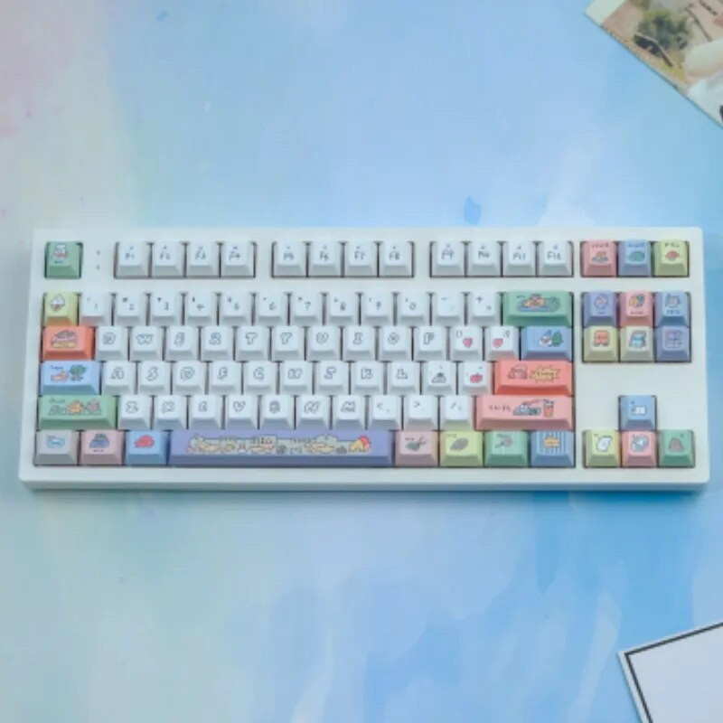 1 Set Smiling Face PBT Keycaps Dye Sublimation Cherry Profile for Mx Switches Mechanical Keyboard 129 Keys Cherry Keycap