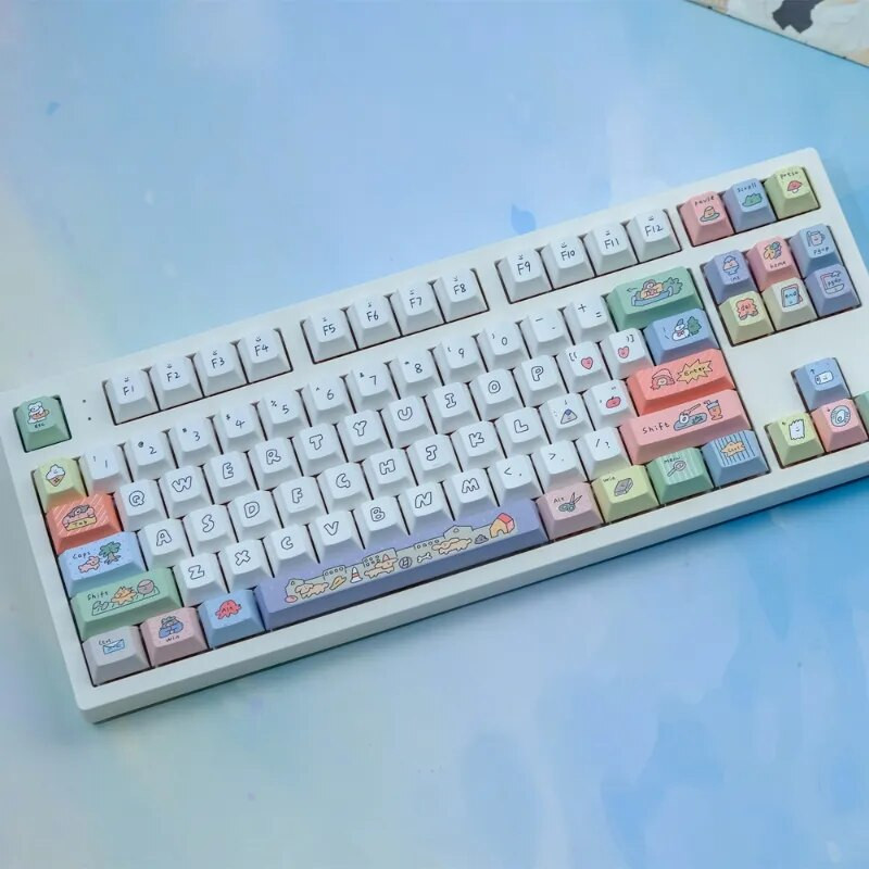 1 Set Smiling Face PBT Keycaps Dye Sublimation Cherry Profile for Mx Switches Mechanical Keyboard 129 Keys Cherry Keycap