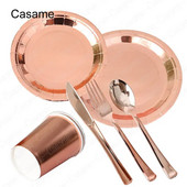 Διακοσμήσεις γενεθλίων σε ροζ χρυσό Σετ σερβίτσιο μιας χρήσης Χάρτινο κύπελλο Διακοσμήσεις για πάρτι γενεθλίων γάμου ενηλίκων Παιδικό Babyshower Girl