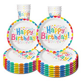 Χρόνια πολλά σερβίτσια μιας χρήσης Χρωματιστά χάρτινα ποτήρια ουράνιο τόξο Πιάτα διακόσμηση τραπεζιού Παιδικό 1ο κοριτσίστικο πάρτι γενεθλίων