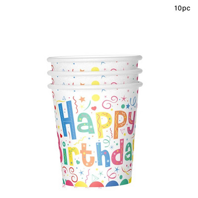 Χρόνια πολλά σερβίτσια μιας χρήσης Χρωματιστά χάρτινα ποτήρια ουράνιο τόξο Πιάτα διακόσμηση τραπεζιού Παιδικό 1ο κοριτσίστικο πάρτι γενεθλίων