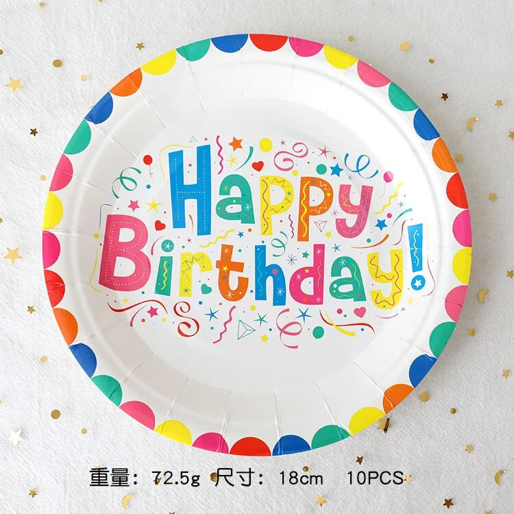 Χρόνια πολλά σερβίτσια μιας χρήσης Χρωματιστά χάρτινα ποτήρια ουράνιο τόξο Πιάτα διακόσμηση τραπεζιού Παιδικό 1ο κοριτσίστικο πάρτι γενεθλίων