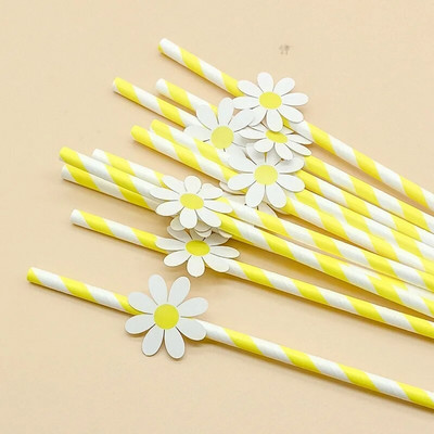10 τμχ Sweet Daisy Flower Καλαμάκια από χαρτί μιας χρήσης Μπαρ Καλαμάκια πόσιμου Γενέθλια Baby Shower Διακοσμητικά πάρτι γάμου