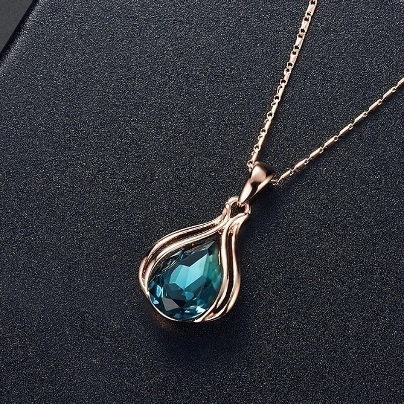 Fashion European and American Blue Zhihai Creative Γεωμετρικά Σκουλαρίκια Γάμου Σετ κολιέ Γυναικείο μπλε πράσινο σετ σταγόνας νερού