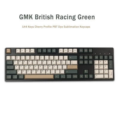 144 клавиша GMK British Racing Green Keycaps Cherry Profile PBT Dye Sublimation Механична клавиатура Keycap за MX Switch