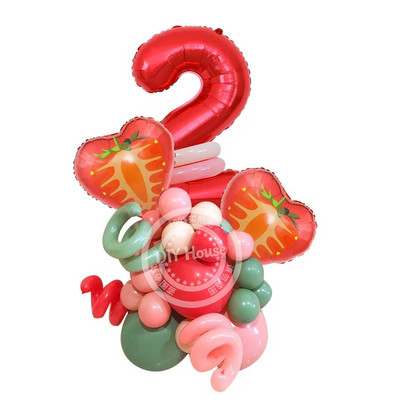 1σετ Επιτραπέζιο σκεύος μίας χρήσης Φράουλα με Χαρτί Πύργος Φράουλα Μπαλόνι για Παιδιά Καλοκαιρινά Φρούτα Διακόσμηση πάρτι γενεθλίων