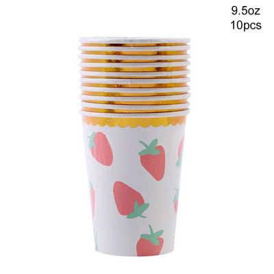 1σετ Επιτραπέζιο σκεύος μίας χρήσης Φράουλα με Χαρτί Πύργος Φράουλα Μπαλόνι για Παιδιά Καλοκαιρινά Φρούτα Διακόσμηση πάρτι γενεθλίων