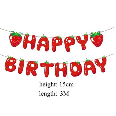 1σετ Επιτραπέζιο σκεύος μίας χρήσης Φράουλα με Χαρτί Πύργος Φράουλα Μπαλόνι για Παιδιά Καλοκαιρινά Φρούτα Διακόσμηση πάρτι γενεθλίων