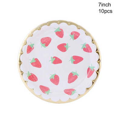 1σετ Επιτραπέζιο σκεύος μίας χρήσης Φράουλα με Χαρτί Πύργος Φράουλα Μπαλόνι για Παιδιά Καλοκαιρινά Φρούτα Διακόσμηση πάρτι γενεθλίων