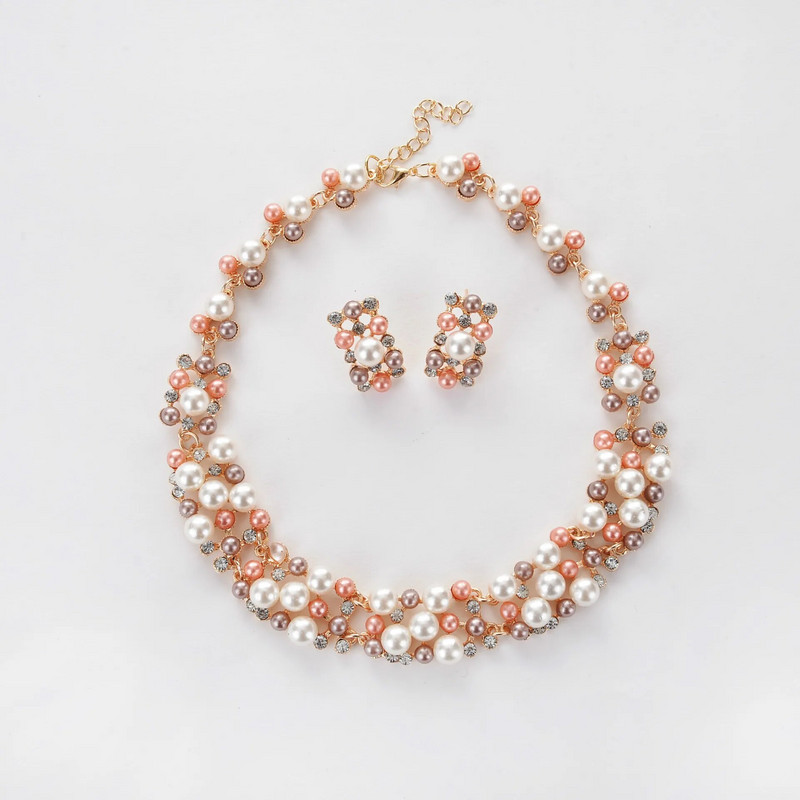 Αξεσουάρ Γυναικεία Σετ Σκουλαρίκια Νυφικό μαργαριτάρι Κολιέ Απλό Κομψό Σετ κοσμήματος για Γυναικεία Δώρο Επετείου Γάμου