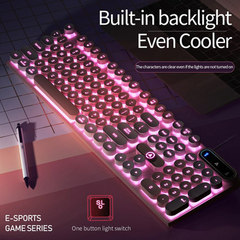 Пишеща машина Кръгла клавиатура със 104 клавиша Геймърска клавиатура Кабелна клавиатура Съответстваща на цвета подсветка Компютър Периферни устройства за електронни спортове за настолен лаптоп