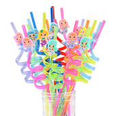 8 τμχ Επαναχρησιμοποιήσιμα Γοργόνα Unicorn Dinosaur Straw Πλαστικά καλαμάκια πόσιμου για παιδιά Διακόσμηση πάρτι γενεθλίων Προμήθειες ντους μωρών