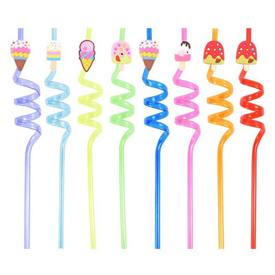 8 τμχ Επαναχρησιμοποιήσιμα Γοργόνα Unicorn Dinosaur Straw Πλαστικά καλαμάκια πόσιμου για παιδιά Διακόσμηση πάρτι γενεθλίων Προμήθειες ντους μωρών