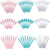 8 τεμ/συσκευασία Ροζ μπλε πιρούνια μιας χρήσης Macaron Χρώμα Πλαστικά μαχαίρια Κουτάλια για γενέθλια Πιρούνια διακόσμησης Χριστουγεννιάτικου πάρτι