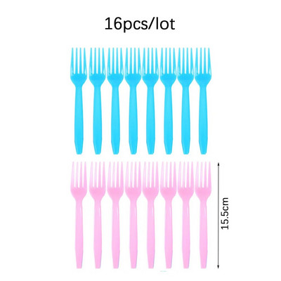 8 τεμ/συσκευασία Ροζ μπλε πιρούνια μιας χρήσης Macaron Χρώμα Πλαστικά μαχαίρια Κουτάλια για γενέθλια Πιρούνια διακόσμησης Χριστουγεννιάτικου πάρτι