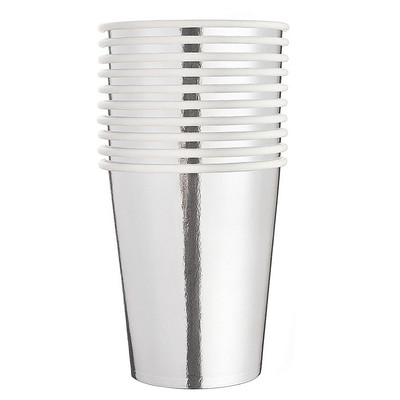 10 τμχ Χρυσό Κύπελλο Χάρτινο σερβίτσιο Πιάτο δείπνου για πάρτι γενεθλίων Πουά ριγέ χρυσό κύπελλο διακοσμητικό πάρτι γενεθλίων