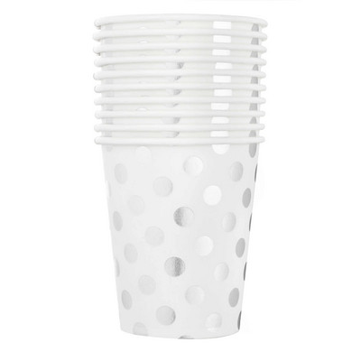 10 τμχ Χρυσό Κύπελλο Χάρτινο σερβίτσιο Πιάτο δείπνου για πάρτι γενεθλίων Πουά ριγέ χρυσό κύπελλο διακοσμητικό πάρτι γενεθλίων