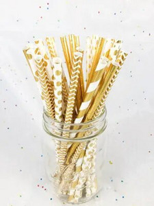 Χρυσό λευκό επιτραπέζιο σκεύος μιας χρήσης Χάρτινο πιάτο καλαμάκια Κύπελλο 1ου γενέθλιου ντεκόρ γάμου Παιδικό ντους παιδικό πάρτι