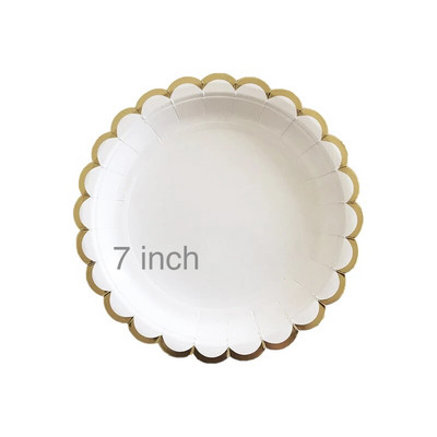 Χρυσό λευκό επιτραπέζιο σκεύος μιας χρήσης Χάρτινο πιάτο καλαμάκια Κύπελλο 1ου γενέθλιου ντεκόρ γάμου Παιδικό ντους παιδικό πάρτι