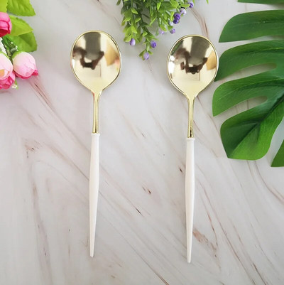 Χρυσό λευκό επιτραπέζιο σκεύος μιας χρήσης Χάρτινο πιάτο καλαμάκια Κύπελλο 1ου γενέθλιου ντεκόρ γάμου Παιδικό ντους παιδικό πάρτι