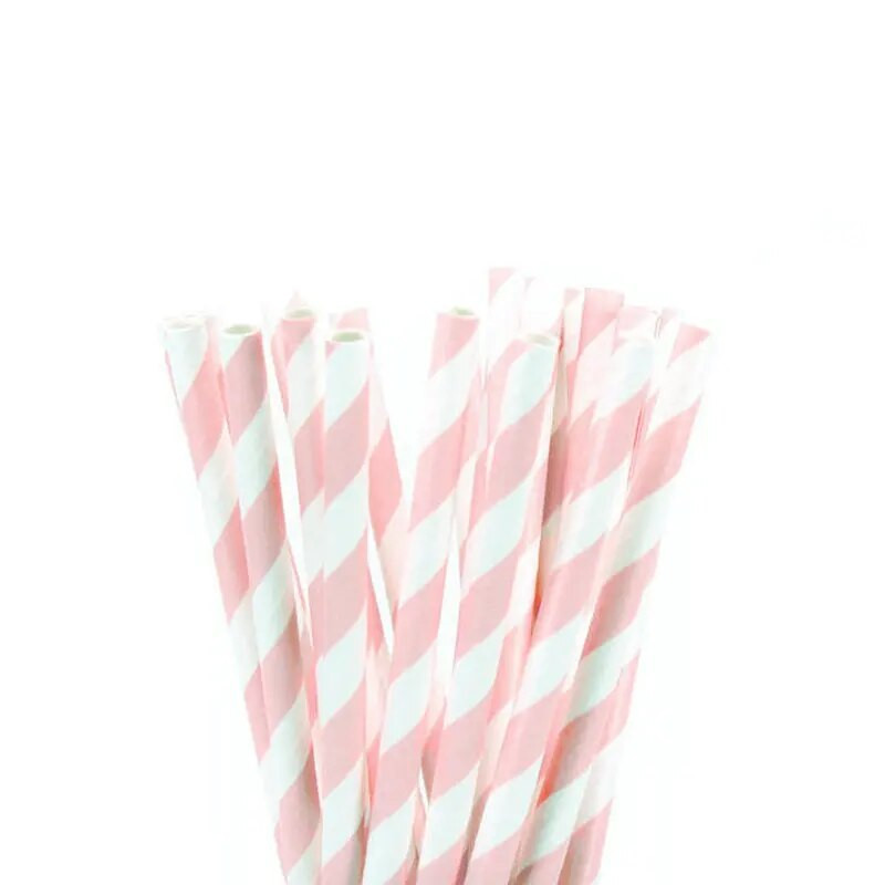 Νέα 25 τμχ/παρτίδα ανοιχτό ροζ χάρτινα καλαμάκια για cupcake Flags Παιδική τούρτα γενεθλίων Διακόσμηση εκδήλωσης για πάρτι