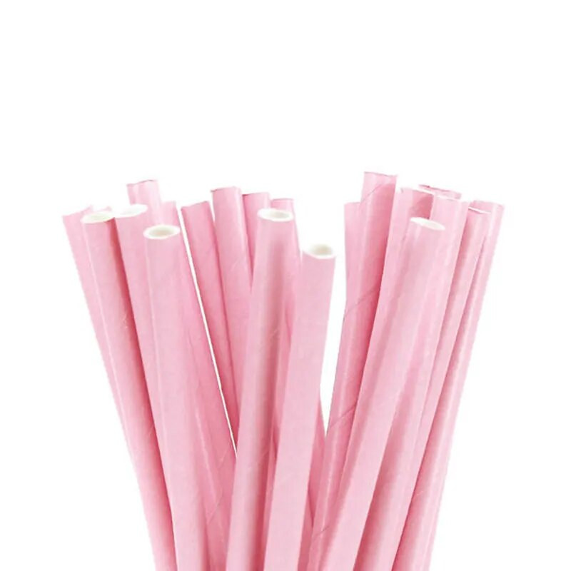 Νέα 25 τμχ/παρτίδα ανοιχτό ροζ χάρτινα καλαμάκια για cupcake Flags Παιδική τούρτα γενεθλίων Διακόσμηση εκδήλωσης για πάρτι