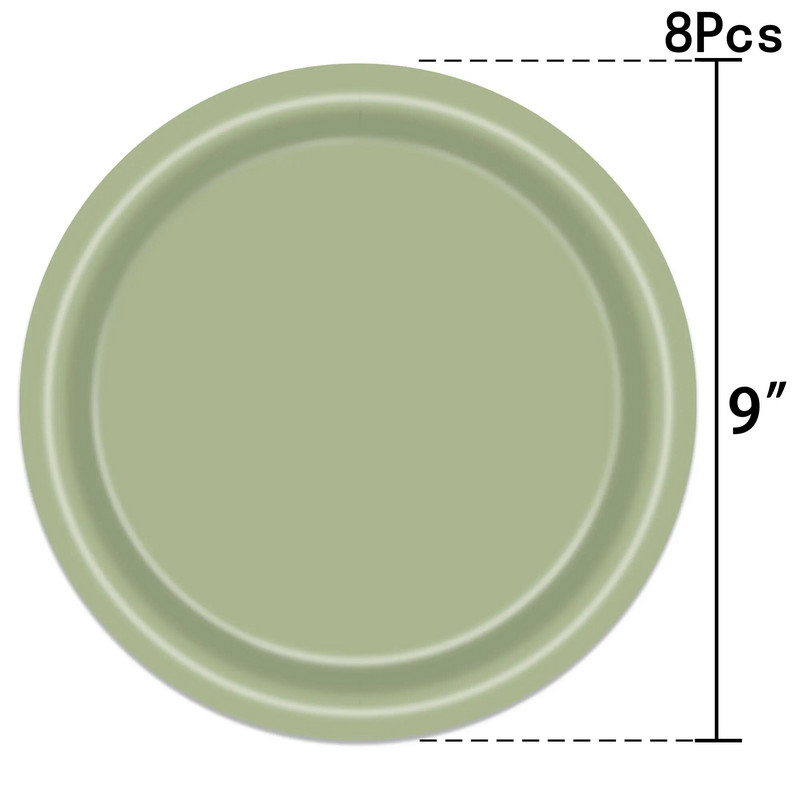 Sage Green Σετ σερβίτσιο μιας χρήσης Χάρτινα πιάτα Χαρτοπετσέτες Ζούγκλα Σαφάρι Διακόσμηση πάρτι γενεθλίων Παιδικό ντους για μωρά προμήθειες γάμου