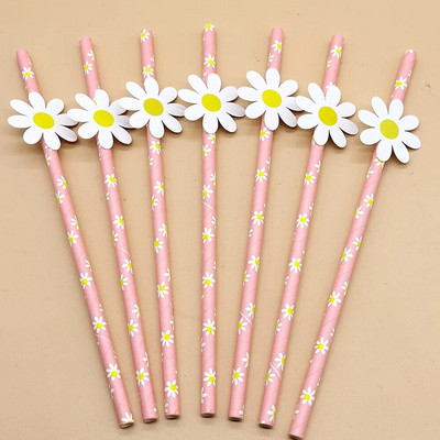 Daisy-teemaline sünnipäevapeo kujundus Roosad ühekordsed lauanõud Daisy pabersalvrätik Baby Shower Sünnipäevapeo pulmadekoratsiooniks