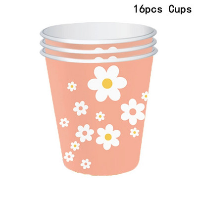 Daisy-teemaline sünnipäevapeo kujundus Roosad ühekordsed lauanõud Daisy pabersalvrätik Baby Shower Sünnipäevapeo pulmadekoratsiooniks