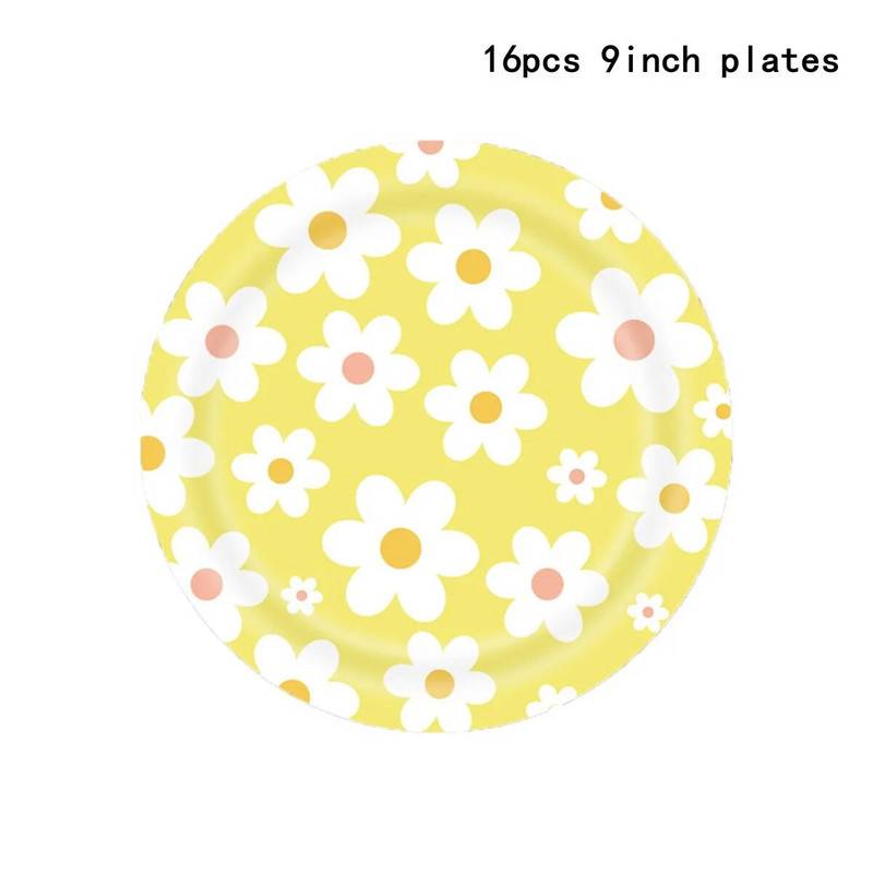 Daisy-teemaline sünnipäevapeo kujundus Roosad ühekordsed lauanõud Daisy pabersalvrätik Baby Shower Sünnipäevapeo pulmadekoratsiooniks