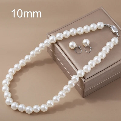 6/8/10/12mm 1 σετ ABS κλιπ αυτιού με πέρλες Γαλλικό κολιέ μαργαριτάρι γλυκού νερού 42cm σετ κοσμημάτων με αλυσίδα κλείδας 2023 νέα τάση σκουλαρικιών