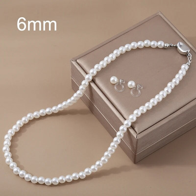 6/8/10/12mm 1 σετ ABS κλιπ αυτιού με πέρλες Γαλλικό κολιέ μαργαριτάρι γλυκού νερού 42cm σετ κοσμημάτων με αλυσίδα κλείδας 2023 νέα τάση σκουλαρικιών