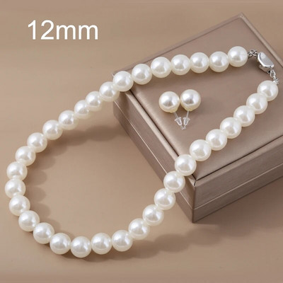 6/8/10/12mm 1 σετ ABS κλιπ αυτιού με πέρλες Γαλλικό κολιέ μαργαριτάρι γλυκού νερού 42cm σετ κοσμημάτων με αλυσίδα κλείδας 2023 νέα τάση σκουλαρικιών