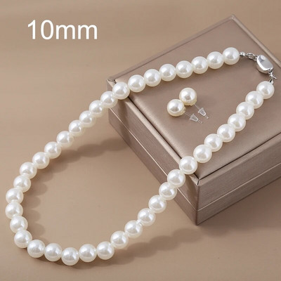 6/8/10/12mm 1 σετ ABS κλιπ αυτιού με πέρλες Γαλλικό κολιέ μαργαριτάρι γλυκού νερού 42cm σετ κοσμημάτων με αλυσίδα κλείδας 2023 νέα τάση σκουλαρικιών