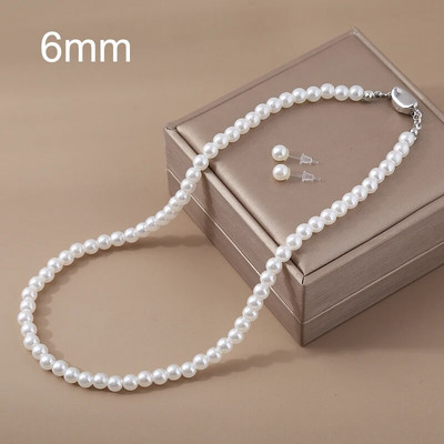 6/8/10/12mm 1 σετ ABS κλιπ αυτιού με πέρλες Γαλλικό κολιέ μαργαριτάρι γλυκού νερού 42cm σετ κοσμημάτων με αλυσίδα κλείδας 2023 νέα τάση σκουλαρικιών