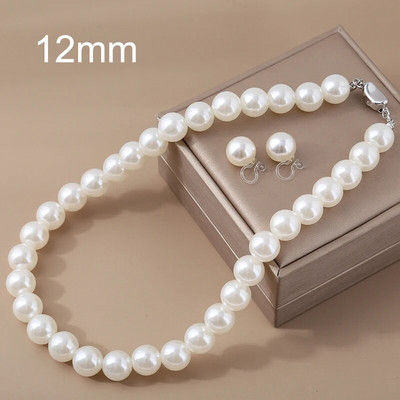 6/8/10/12mm 1 σετ ABS κλιπ αυτιού με πέρλες Γαλλικό κολιέ μαργαριτάρι γλυκού νερού 42cm σετ κοσμημάτων με αλυσίδα κλείδας 2023 νέα τάση σκουλαρικιών
