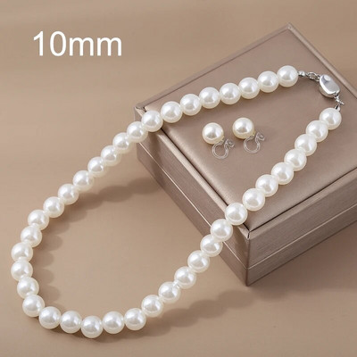 6/8/10/12mm 1 σετ ABS κλιπ αυτιού με πέρλες Γαλλικό κολιέ μαργαριτάρι γλυκού νερού 42cm σετ κοσμημάτων με αλυσίδα κλείδας 2023 νέα τάση σκουλαρικιών