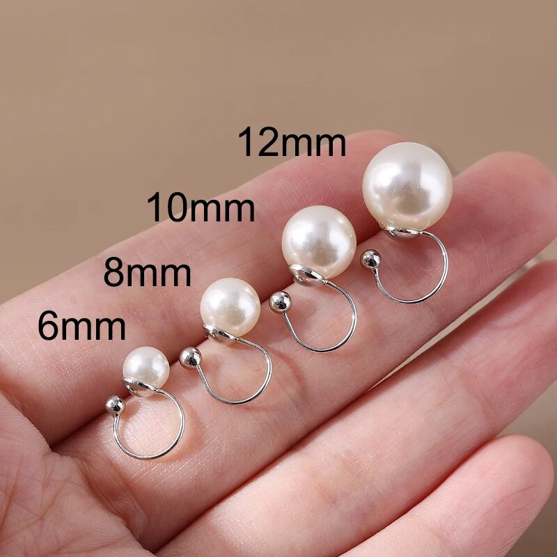 6/8/10/12mm 1 σετ ABS κλιπ αυτιού με πέρλες Γαλλικό κολιέ μαργαριτάρι γλυκού νερού 42cm σετ κοσμημάτων με αλυσίδα κλείδας 2023 νέα τάση σκουλαρικιών