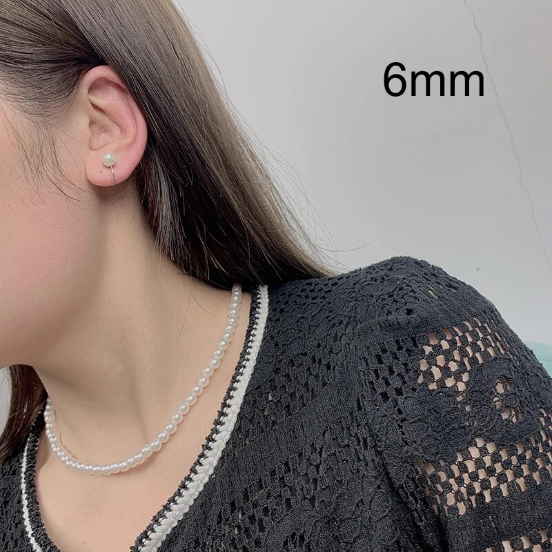 6/8/10/12mm 1 σετ ABS κλιπ αυτιού με πέρλες Γαλλικό κολιέ μαργαριτάρι γλυκού νερού 42cm σετ κοσμημάτων με αλυσίδα κλείδας 2023 νέα τάση σκουλαρικιών