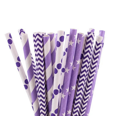 Zilue 25 τεμ./συσκευασία Πολύχρωμο Chevron ριγέ πουά χαρτί με άχυρο Χυμό για πάρτι γενεθλίων Baby Showers Προμήθειες εστιατορίου