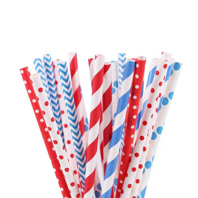 Zilue 25 τεμ./συσκευασία Πολύχρωμο Chevron ριγέ πουά χαρτί με άχυρο Χυμό για πάρτι γενεθλίων Baby Showers Προμήθειες εστιατορίου
