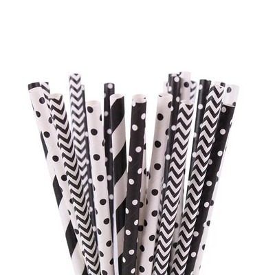 Zilue 25 τεμ./συσκευασία Πολύχρωμο Chevron ριγέ πουά χαρτί με άχυρο Χυμό για πάρτι γενεθλίων Baby Showers Προμήθειες εστιατορίου