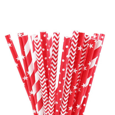 Zilue 25 τεμ./συσκευασία Πολύχρωμο Chevron ριγέ πουά χαρτί με άχυρο Χυμό για πάρτι γενεθλίων Baby Showers Προμήθειες εστιατορίου