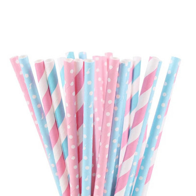 Zilue 25 τεμ./συσκευασία Πολύχρωμο Chevron ριγέ πουά χαρτί με άχυρο Χυμό για πάρτι γενεθλίων Baby Showers Προμήθειες εστιατορίου