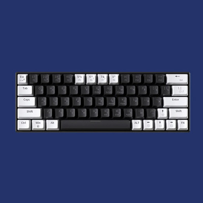 ZA646 Ενσύρματο μηχανικό πληκτρολόγιο παιχνιδιών για Gamer Ρωσικά/Αγγλικά 63 πλήκτρα με οπίσθιο φωτισμό Hot-swap Mini Game Πληκτρολόγιο 60% για ταξίδια